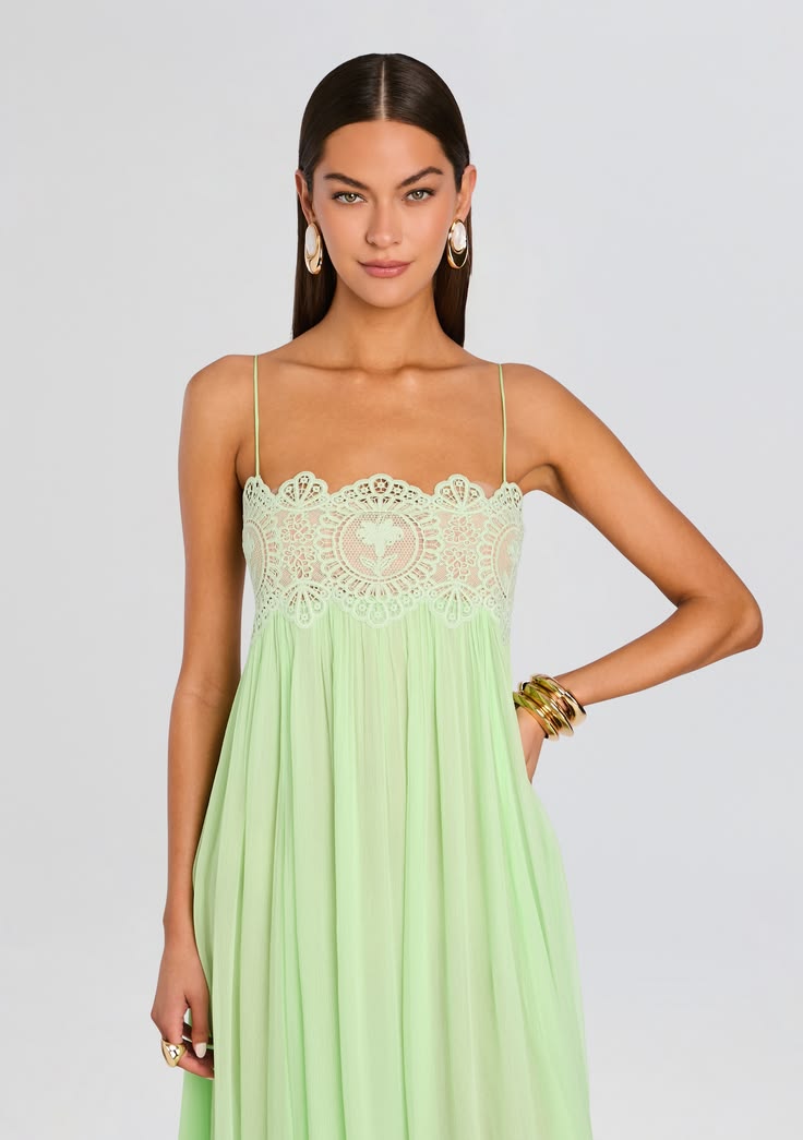 SADIE | LACE TRIM MAXI DRESS - Multicolor