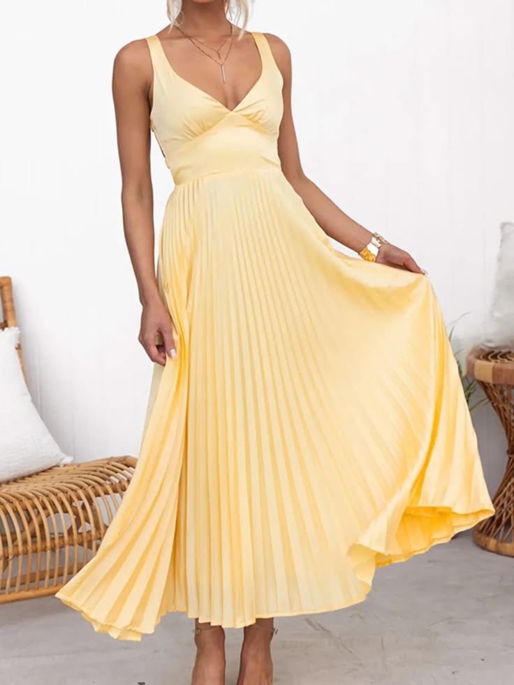 JILLIAN | PLEATED MAXI DRESS - Yellow