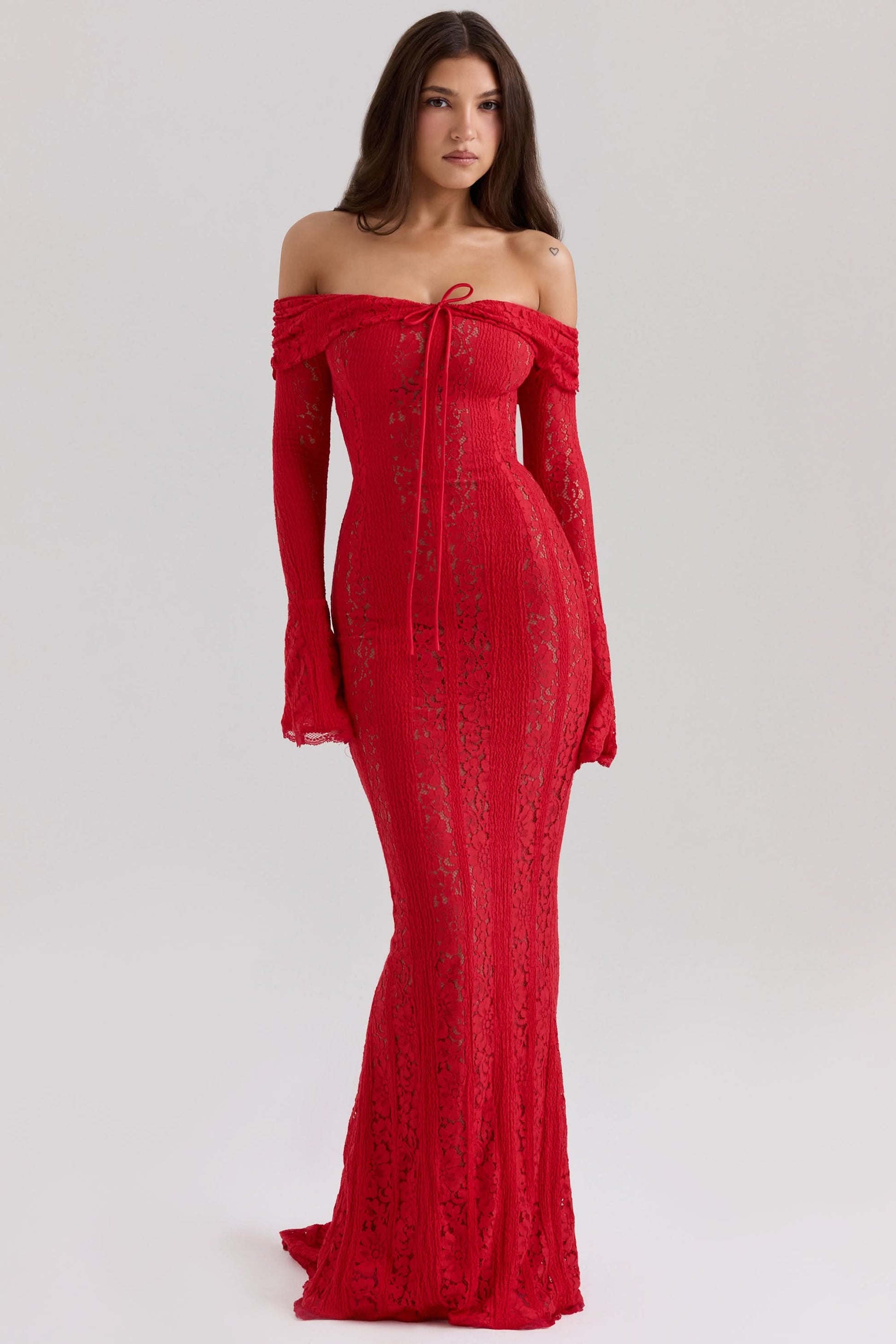 ARIZONA | LACE MAXI DRESS - Rust Red