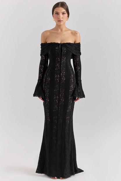 ARIZONA | LACE MAXI DRESS - Black