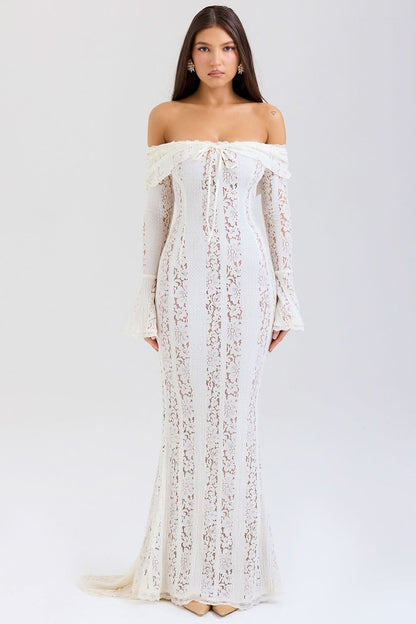 ARIZONA | LACE MAXI DRESS - White