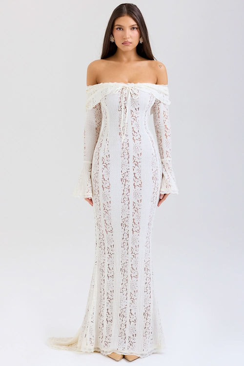 ARIZONA | LACE MAXI DRESS - White