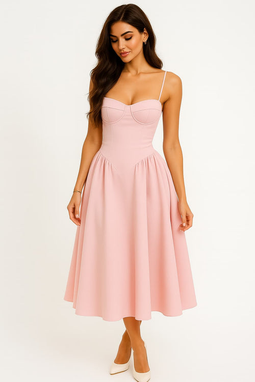 BROOKLYN | PINK MIDI DRESS - Pink