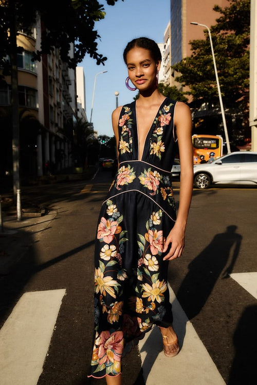 CAMILLE | FLORAL MIDI DRESS - Blue