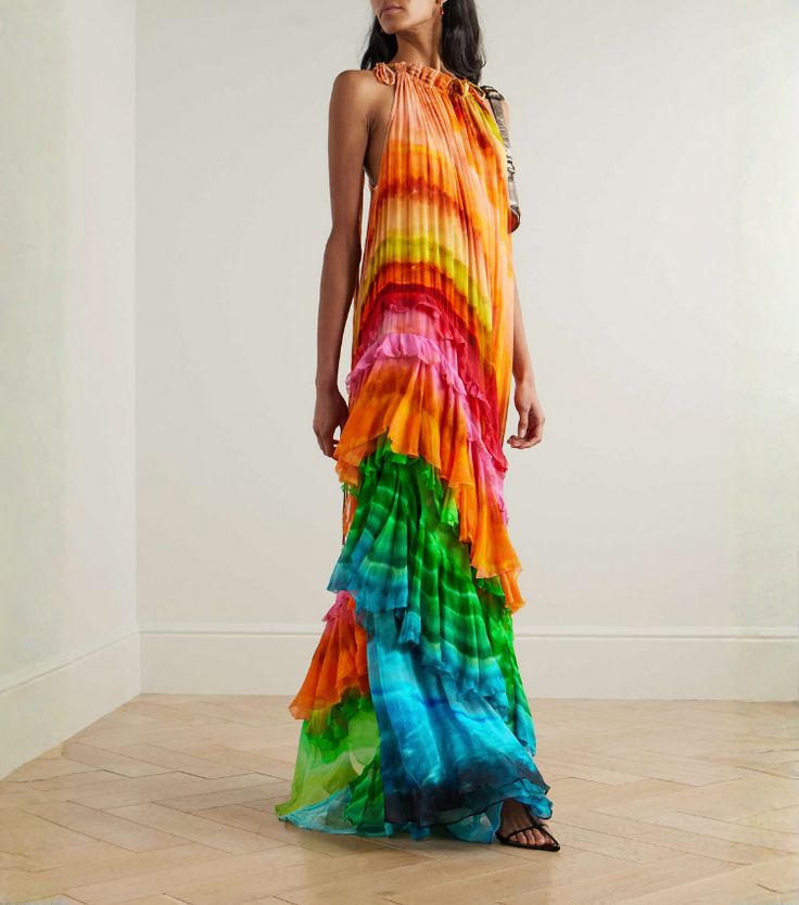 CARRIE | HALTER PRINT MAXI DRESS - Multicolor