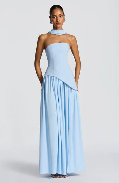 CELINA | BABYDOLL MAXI DRESS - Blue