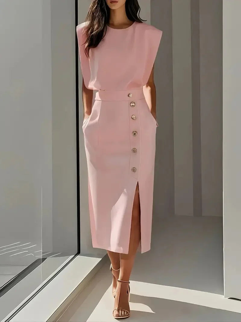 DELIA | SLIT MIDI DRESS