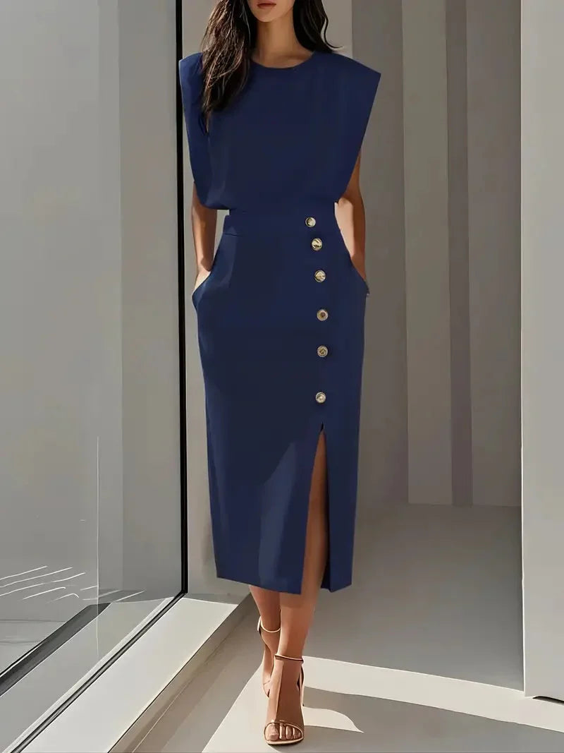 DELIA | SLIT MIDI DRESS