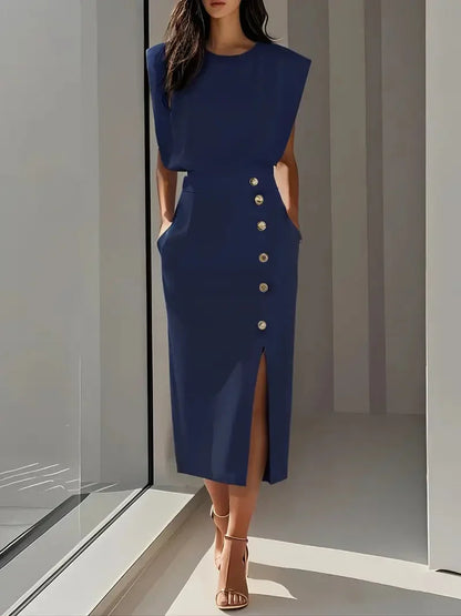 DELIA | SLIT MIDI DRESS