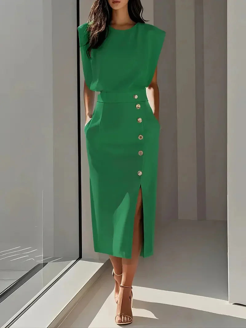 DELIA | SLIT MIDI DRESS