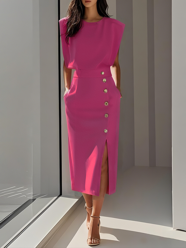 DELIA | SLIT MIDI DRESS