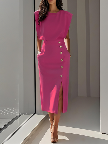 DELIA | SLIT MIDI DRESS