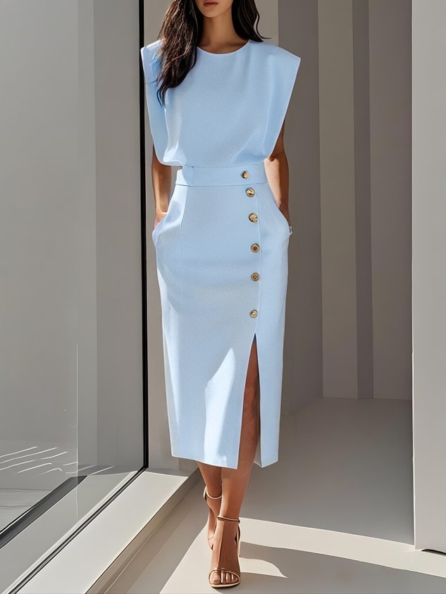 DELIA | SLIT MIDI DRESS