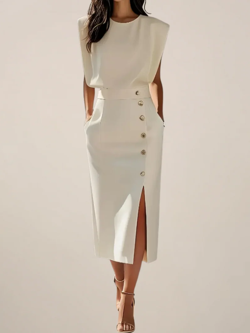 DELIA | SLIT MIDI DRESS