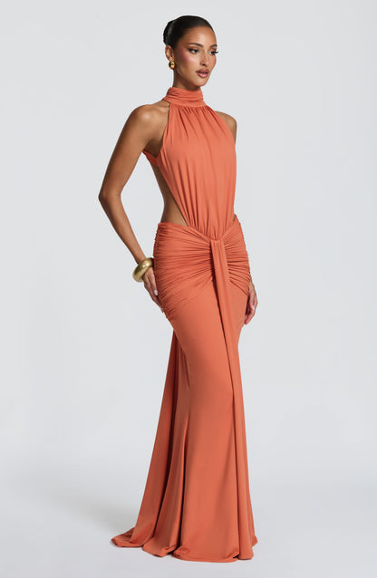 DELPHINE | CUTOUT HALTER MAXI DRESS