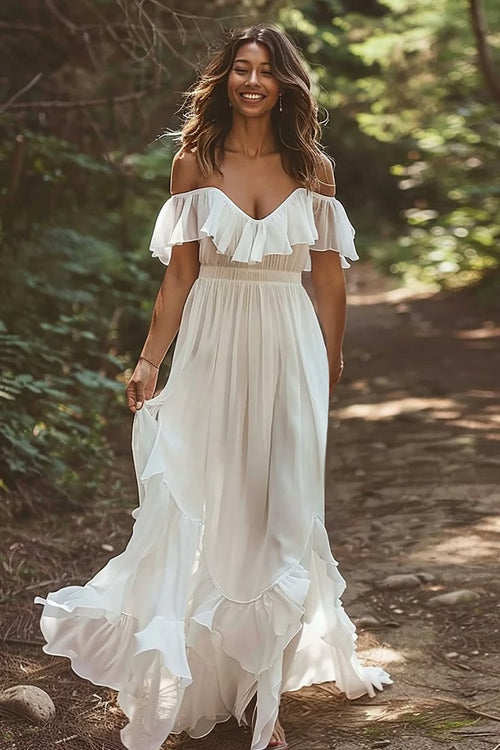 ZARIA | RUFFLED MAXI DRESS - White