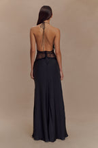 Women's Wedding Guest Halter Plunge Lace Waist Maxi Dress - product image 3