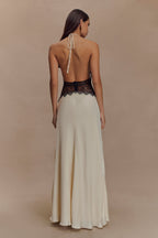Women's Wedding Guest Halter Plunge Lace Waist Maxi Dress - product image 6