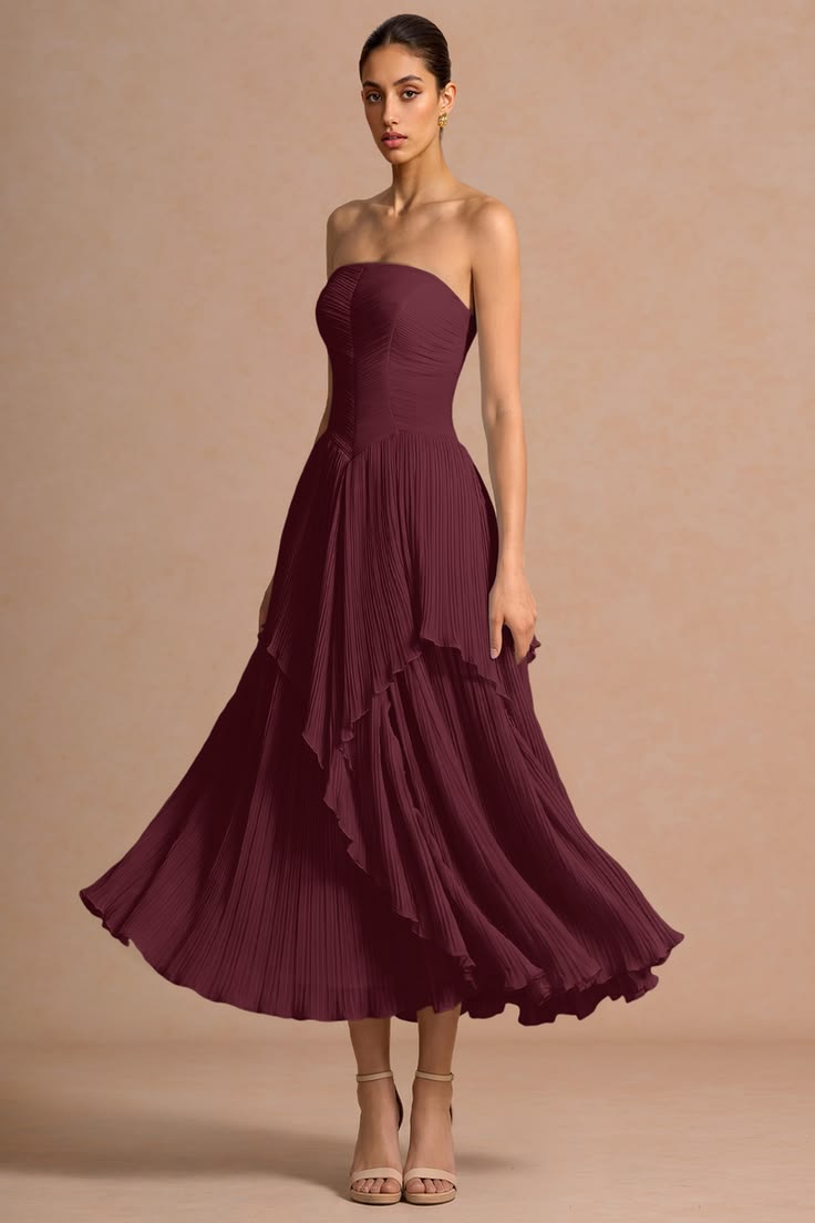 ELYSE | COCKTAIL MIDI DRESS - Wine