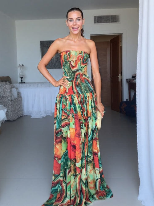MARIGOLD | WRAP MAXI DRESS - Multicolor