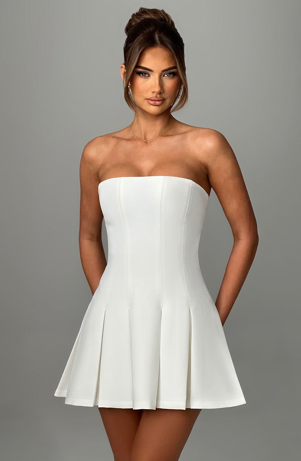 ESME | FLARED STRAPLESS MINI DRESS