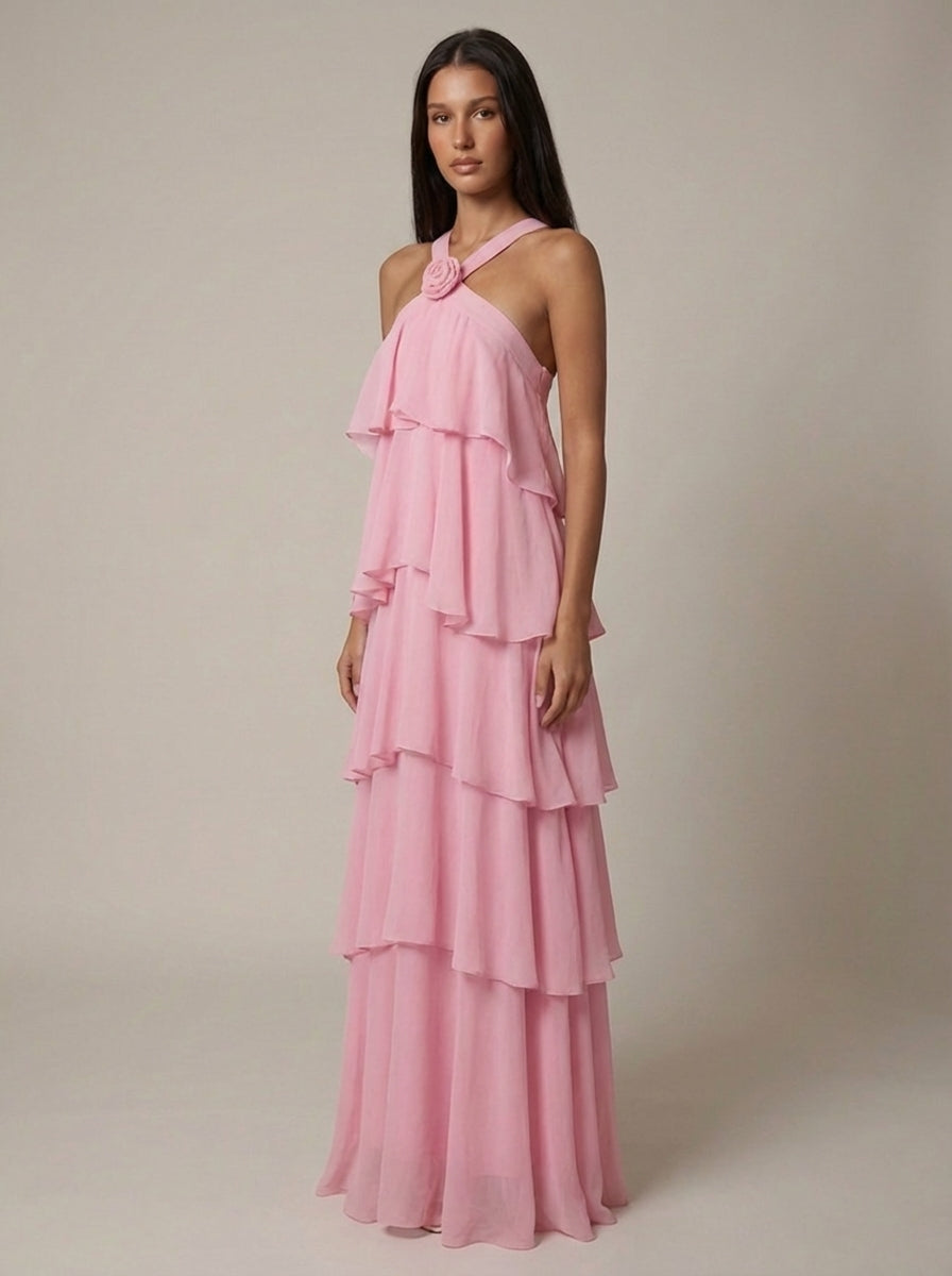 ROSALIND | TIERED HALTER MAXI DRESS