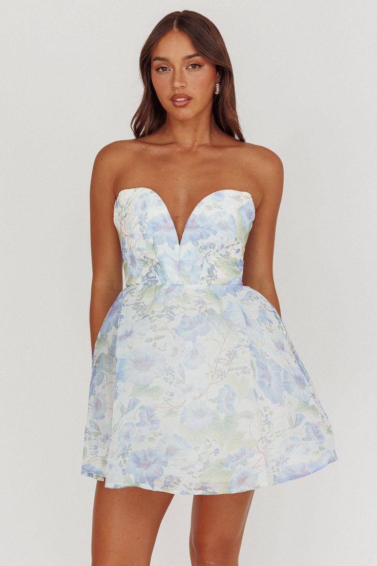SOPHIA | SWEETHEART MINI DRESS - Blue