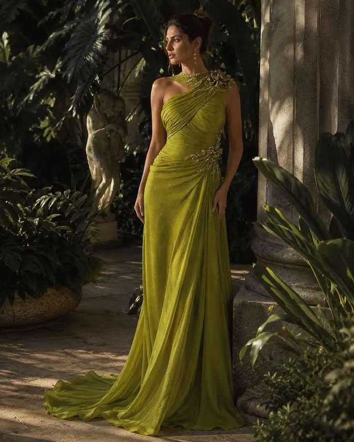 LARISSA | ONE SHOULDER MAXI DRESS - Green
