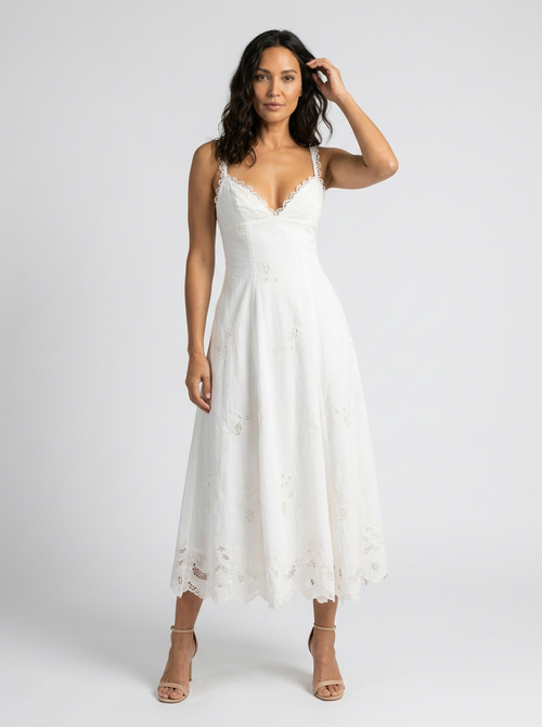 ZAINA | FLORAL CUTOUT MAXI DRESS - White