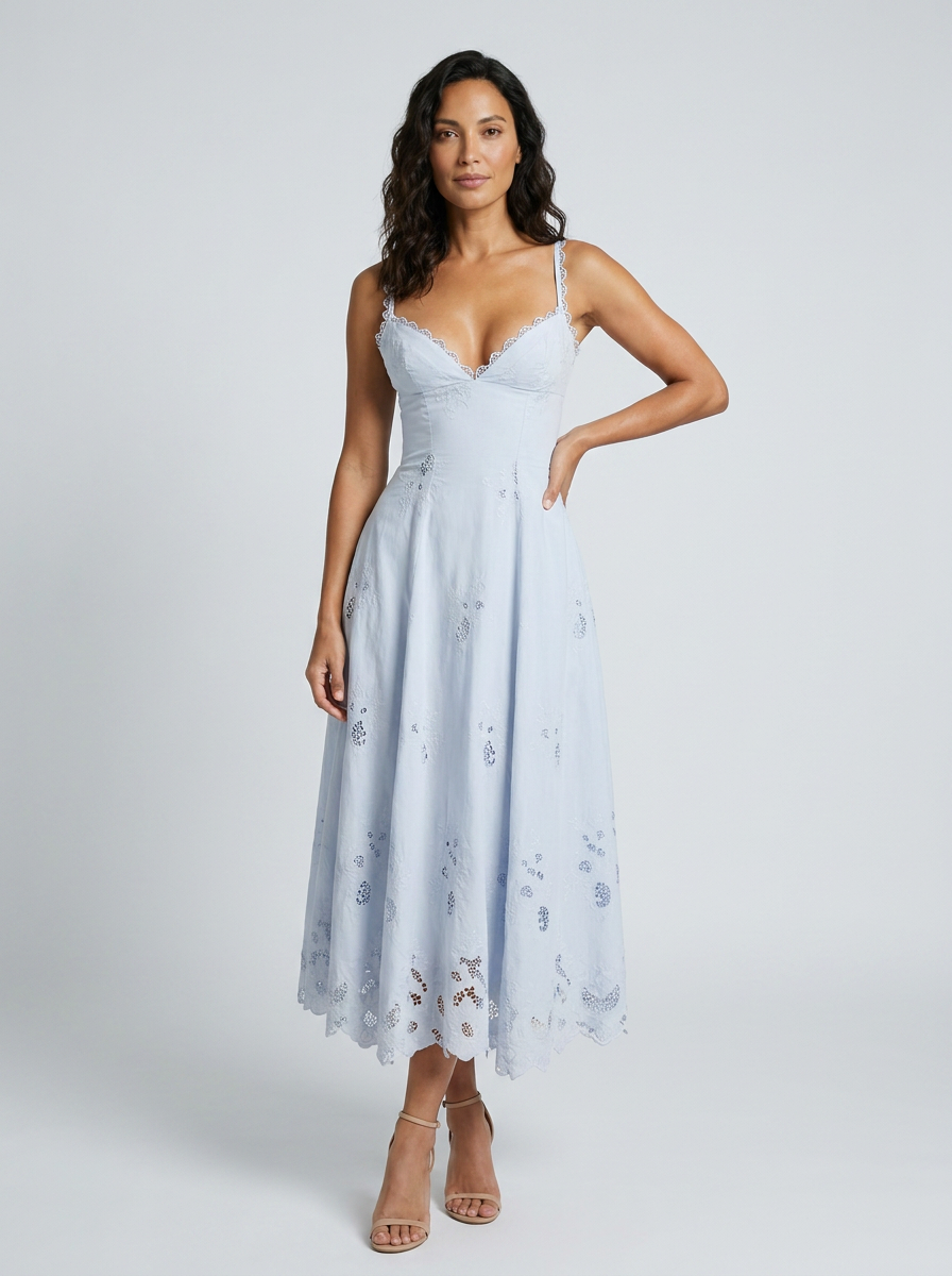 ZAINA | FLORAL CUTOUT MAXI DRESS - Blue