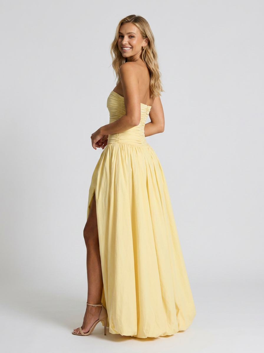 SIENNA | PLEATED STRAPLESS MAXI DRESS