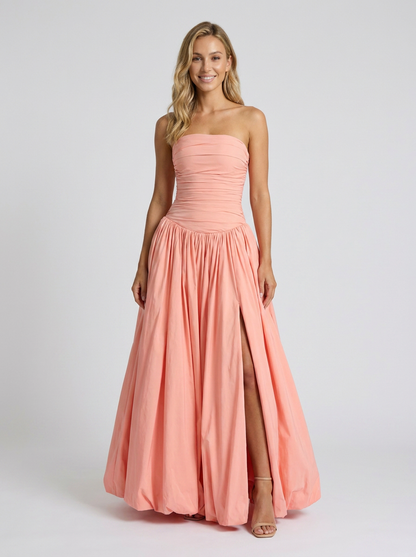SIENNA | PLEATED STRAPLESS MAXI DRESS - Pink