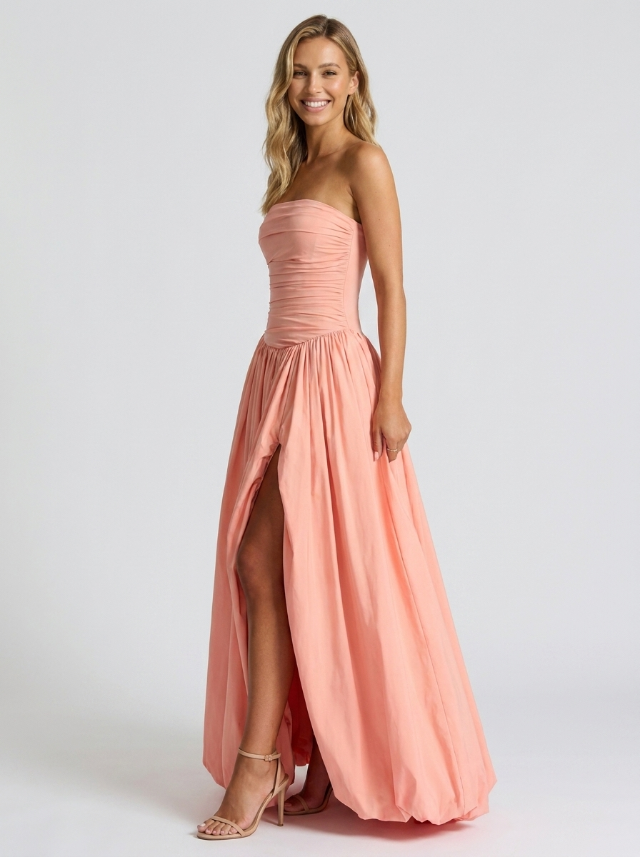 SIENNA | PLEATED STRAPLESS MAXI DRESS