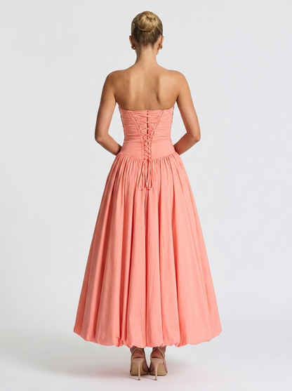 SIENNA | PLEATED STRAPLESS MAXI DRESS