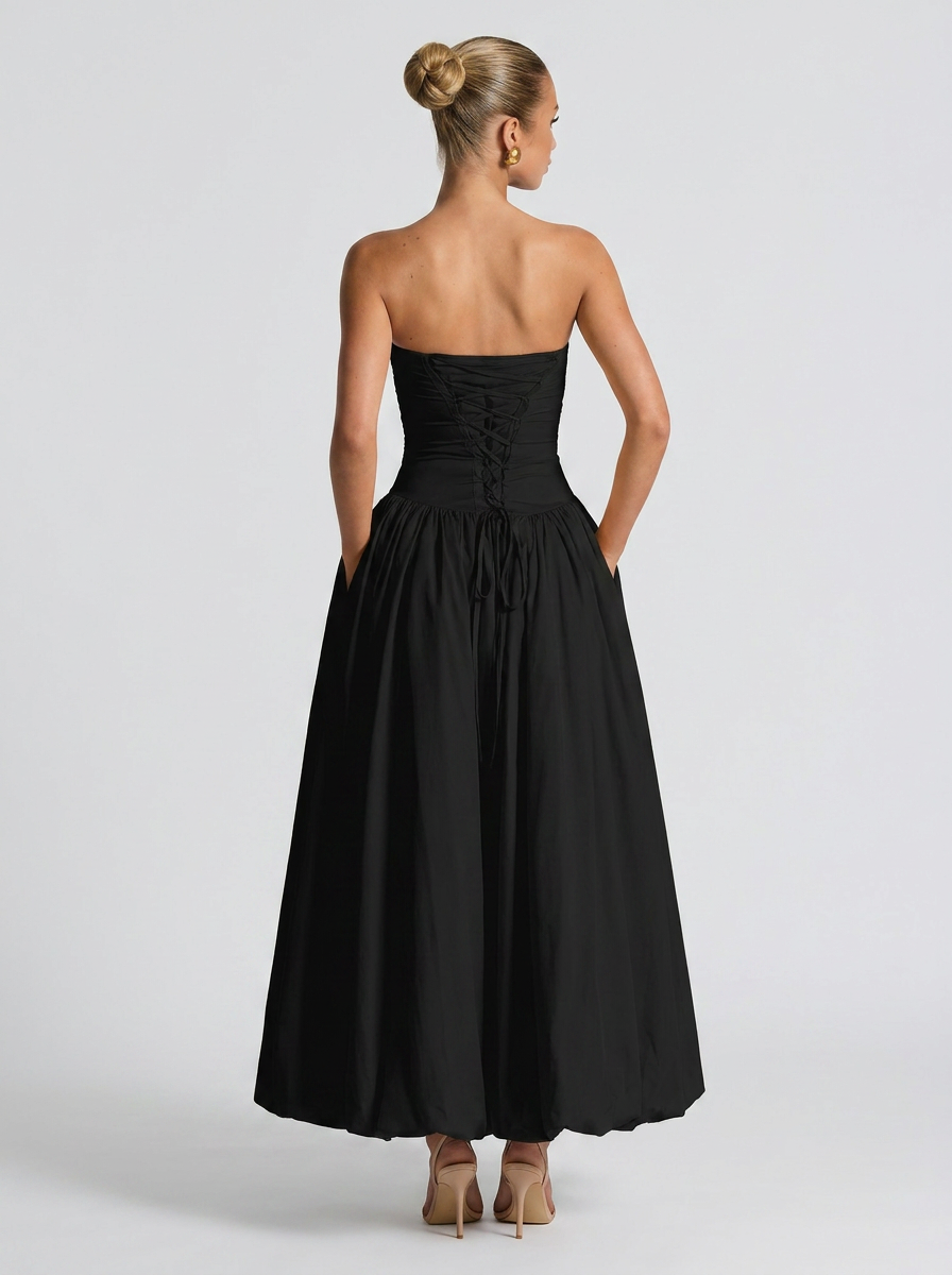 SIENNA | PLEATED STRAPLESS MAXI DRESS