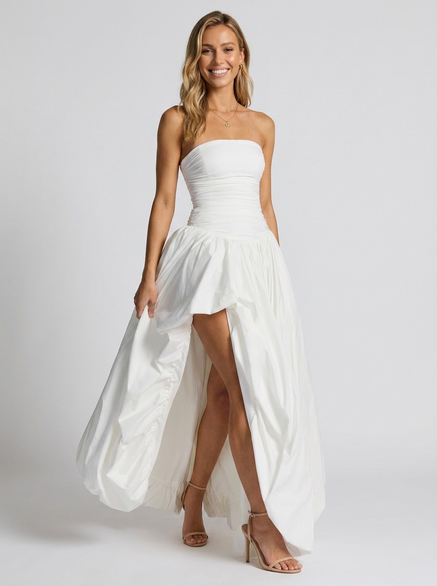 SIENNA | PLEATED STRAPLESS MAXI DRESS