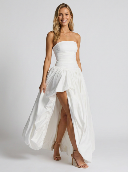 SIENNA | PLEATED STRAPLESS MAXI DRESS