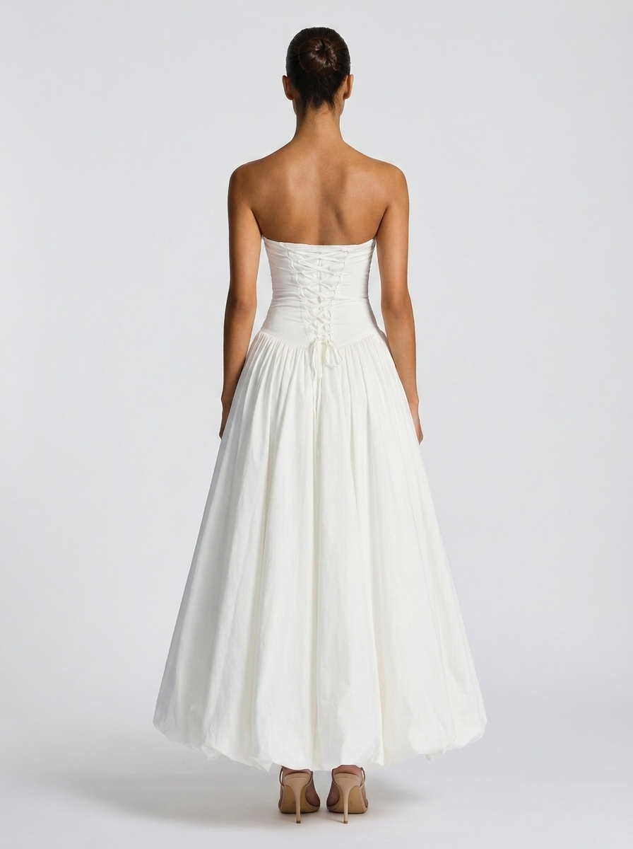 SIENNA | PLEATED STRAPLESS MAXI DRESS