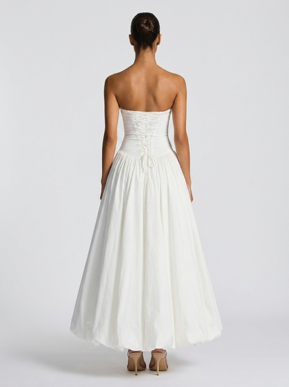 SIENNA | PLEATED STRAPLESS MAXI DRESS