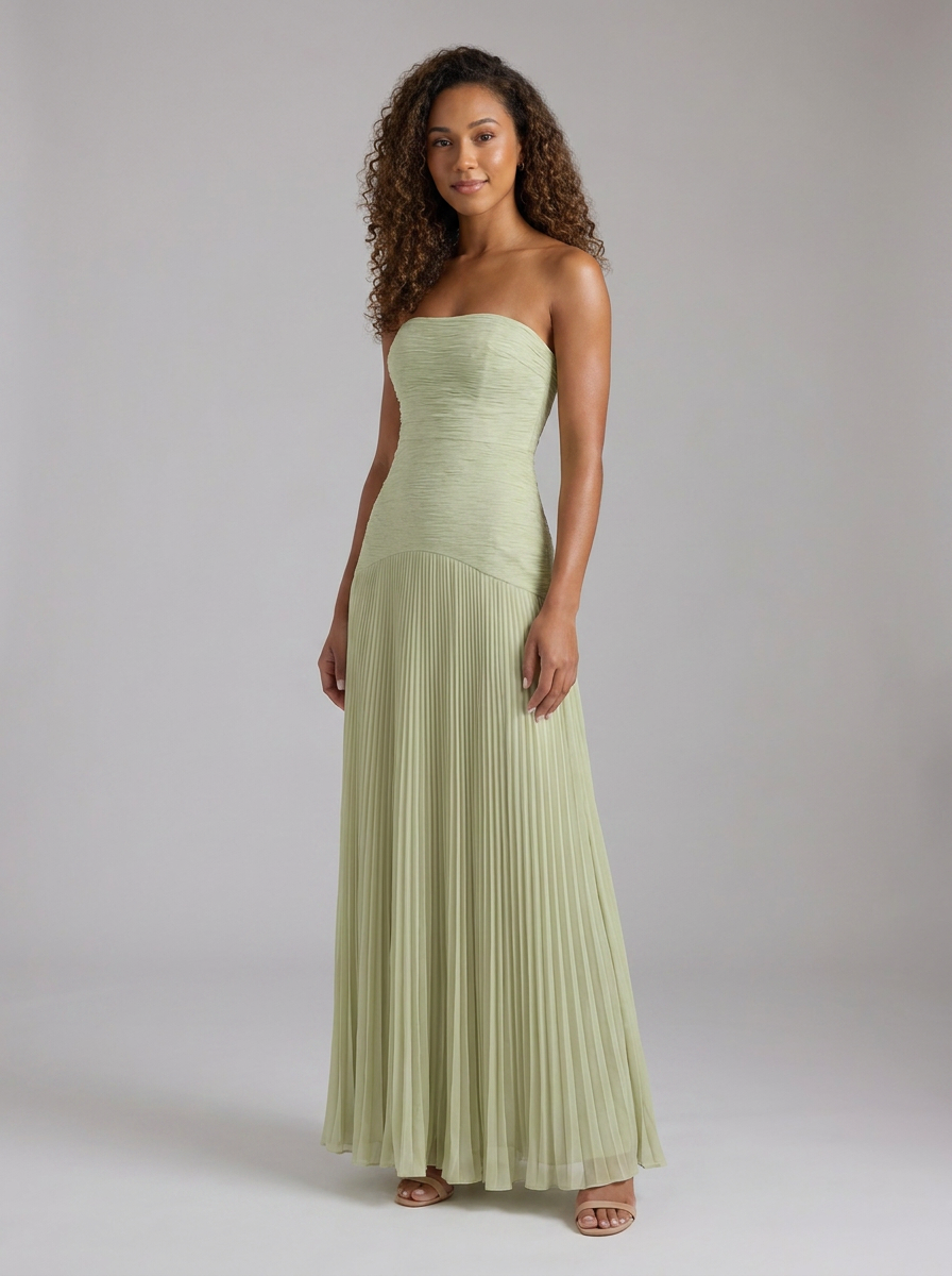 HONOR | PLEATED STRAPLESS MAXI DRESS