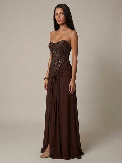ALESSIA | CORSET STRAPLESS MAXI DRESS