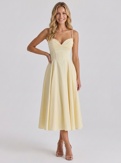UNA | SWEETHEART MIDI DRESS - Butter