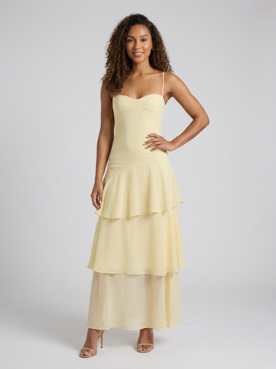 SASHA | FLORAL BUSTIER MAXI DRESS - Butter