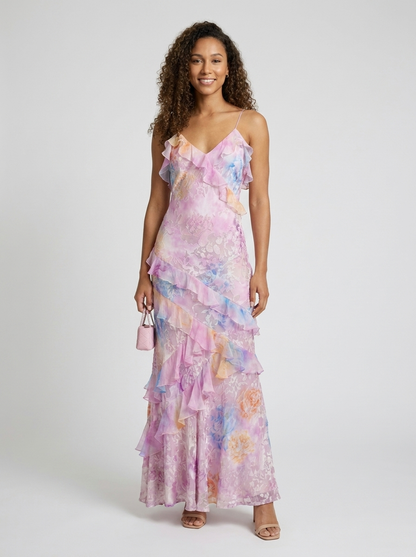 JOLENE | FLORAL RUFFLE MAXI DRESS