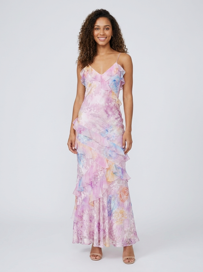 JOLENE | FLORAL RUFFLE MAXI DRESS