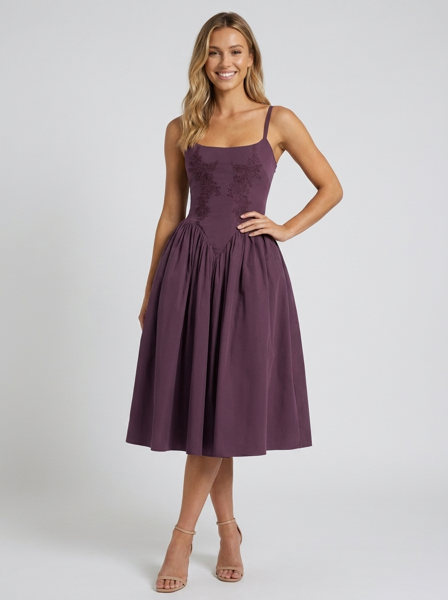 ORABEL | FLORAL PLEATED MIDI DRESS - Purple