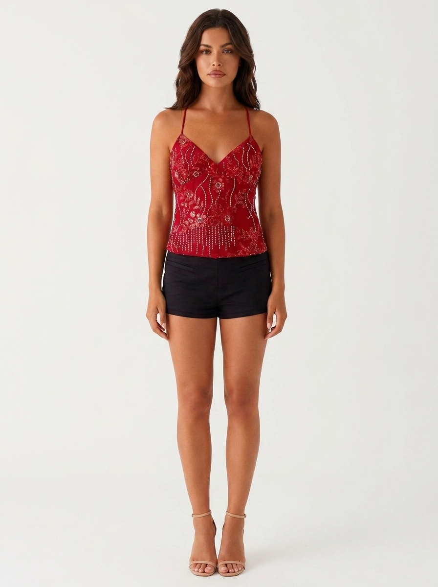 PRIYA | FLORAL PLUNGE TOP