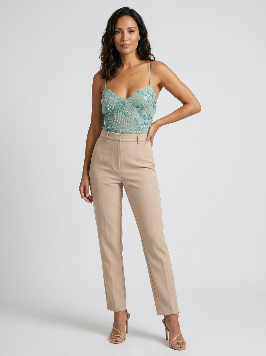 PRIYA | FLORAL PLUNGE TOP - Mint