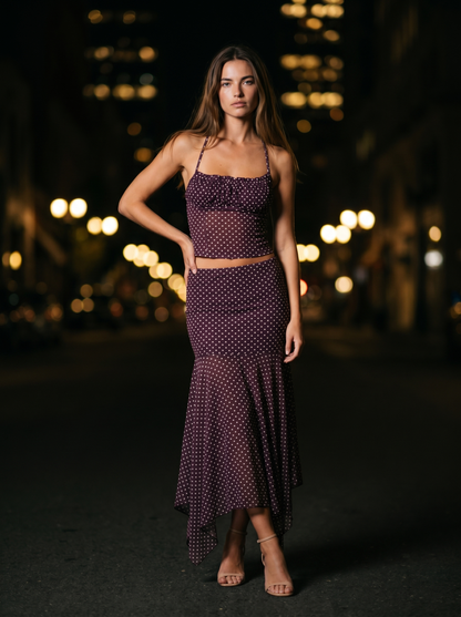 LILIANA | RUCHED PAJAMA MIDI SET - front