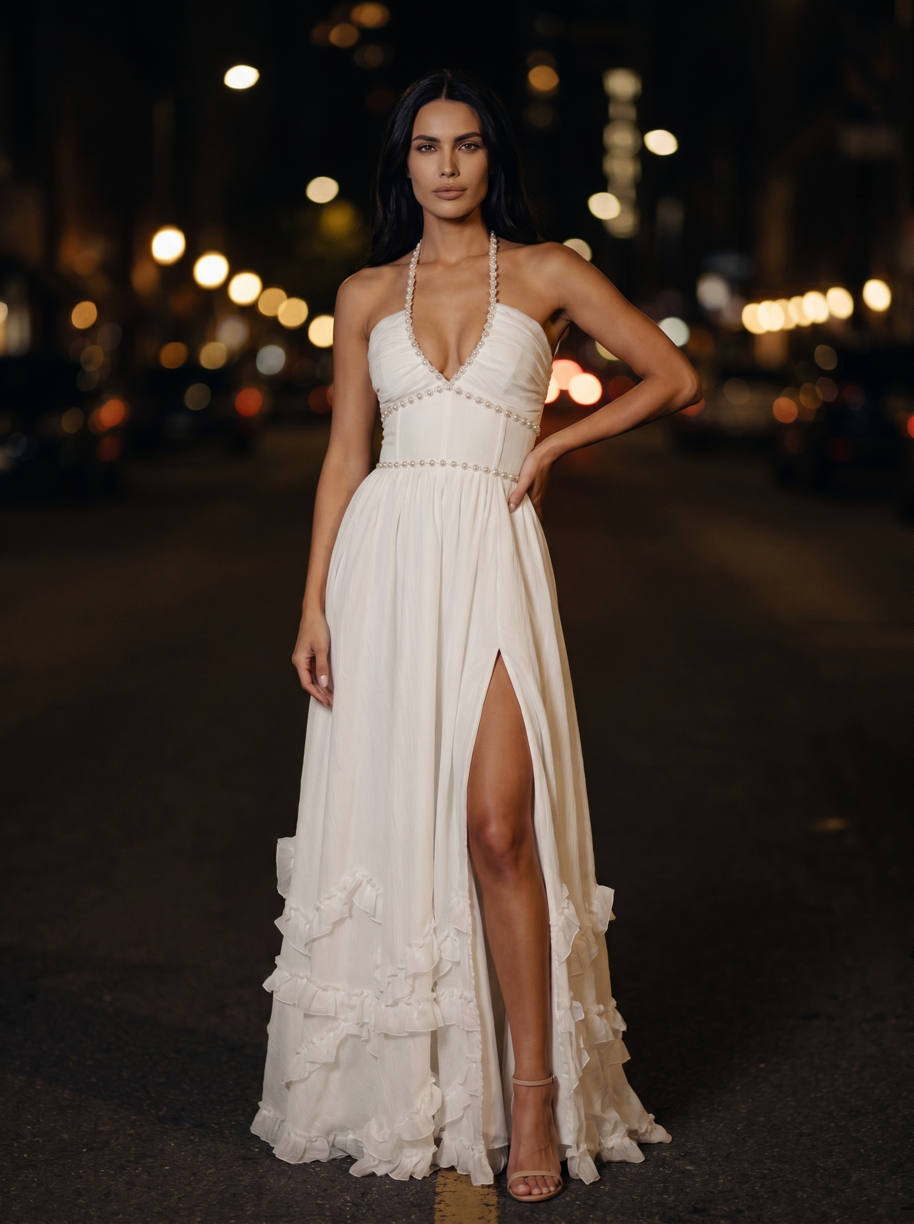 SIENA | EVENING MAXI DRESS - Powder Bloom, front